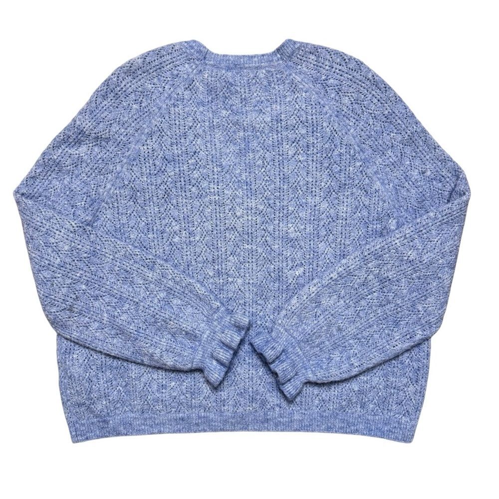 Boden Wool Blend Lace Pointelle Blue Fluffy Cardigan Ruffle Cuffs Sz 14 - Picture 3 of 9